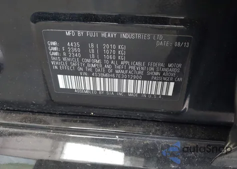 2014 Subaru Legacy 2.5 I Sport из США, поврежденный, VIN 4S3BMBH67E3012900